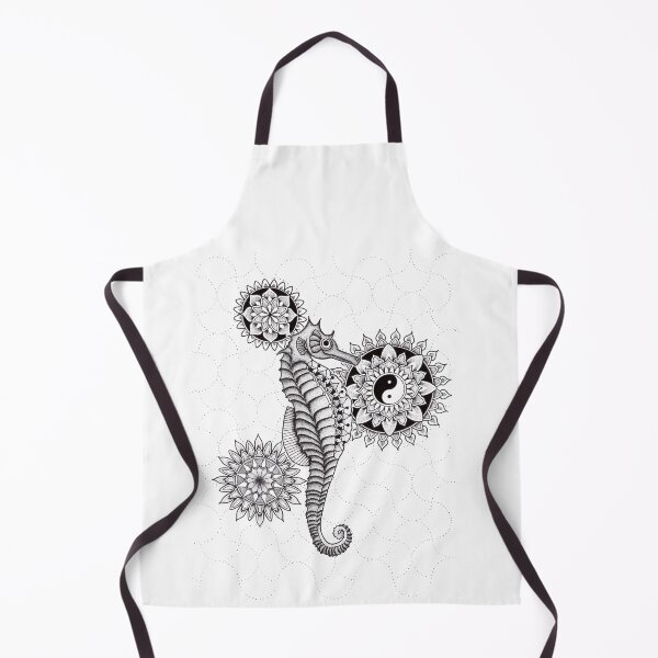 Item preview, Seahorse mandala in pen and ink dotwork designed and sold by René Voortwist Pen and Ink art.