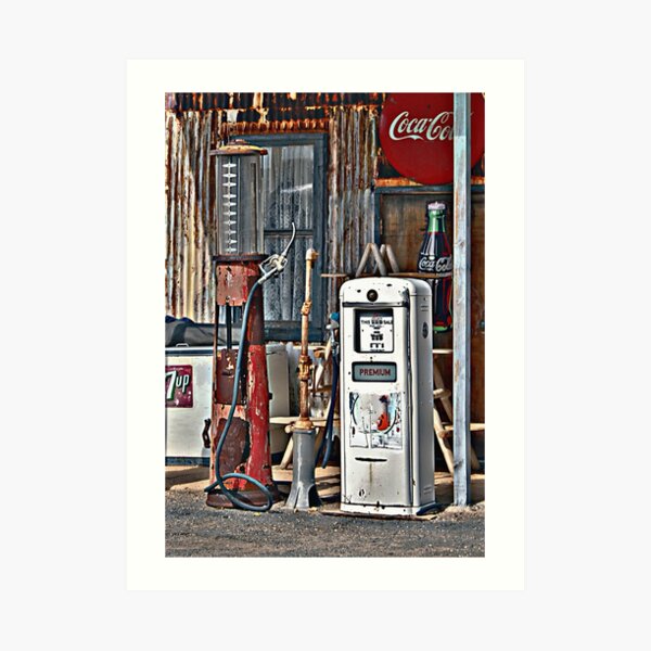Vintage Gas Pumps Art Print