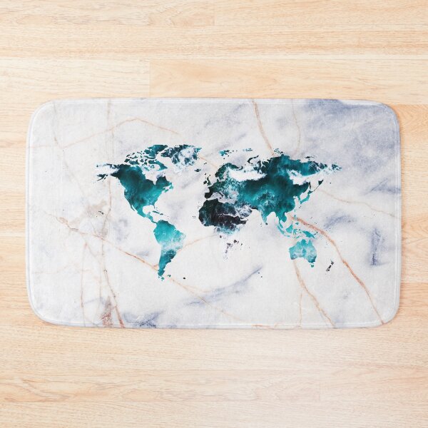 Item preview, World Map Silhouette - Ocean Waves on Marble  designed and sold by cadinera.
