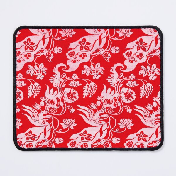 Item preview, ANTIQUE WHITE RED DAMASK FLOWERS AND LEAVES, DIAGONAL BIZARRE FLORAL PATTERN designed and sold by BulganLumini.