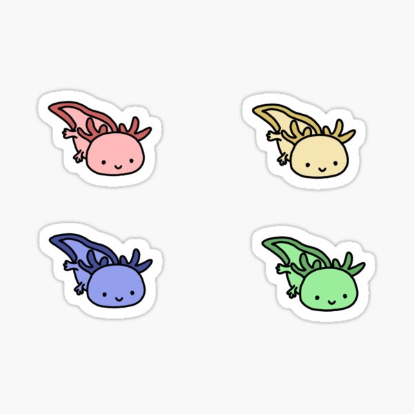 Vista previa del artículo con la obra «Paquete de 4 axolotl», diseñado y vendido por berryblushes.