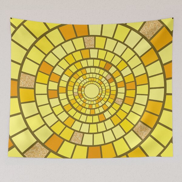 Item preview, Bright yellow abstract mosaic pattern designed and sold by RinaGArt.