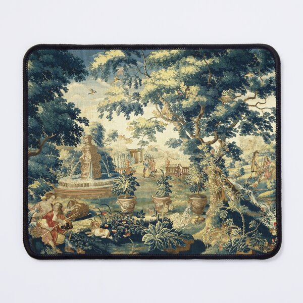 Item preview, PARK SCENE WITH TREES,SITTING COUPLE AND HUNTERS IN WOODLAND LANDSCAPE Antique Flemish Tapestry designed and sold by BulganLumini.