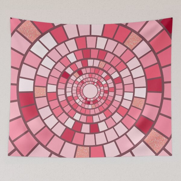 Item preview, Pink abstract mosaic pattern designed and sold by RinaGArt.