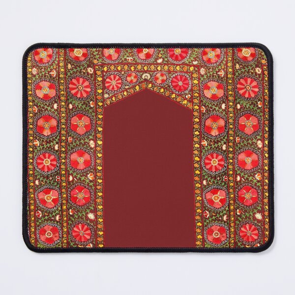 Item preview, ANTIQUE RED YELLOW GREEN FLORAL UZBEK EMBROIDERY WITH POMEGRANATE FLOWERS designed and sold by BulganLumini.