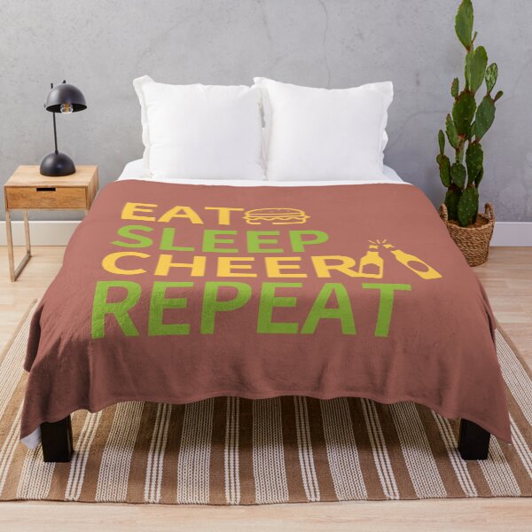 Item preview, EAT SLEEP CHEER REPEAT - with a burger and two bottles of beer designed and sold by dkdk-kdk.