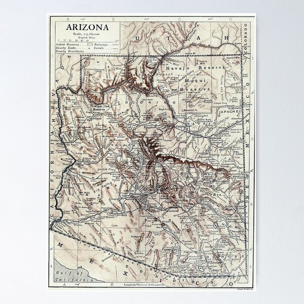 Item preview, Vintage Map of Arizona (1911) designed and sold by BravuraMedia.