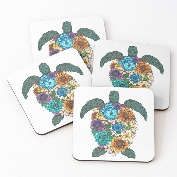 Item preview, Floral Turtle in Colour - White Background designed and sold by SamuelJ.