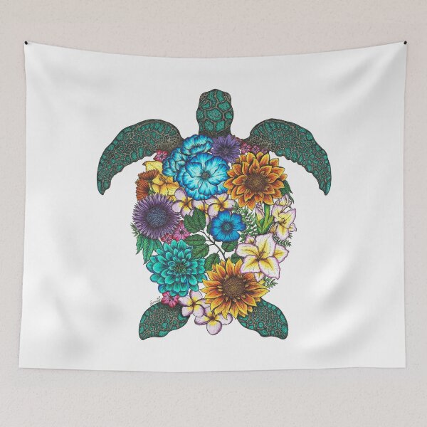 Item preview, Floral Turtle in Colour - White Background designed and sold by SamuelJ.