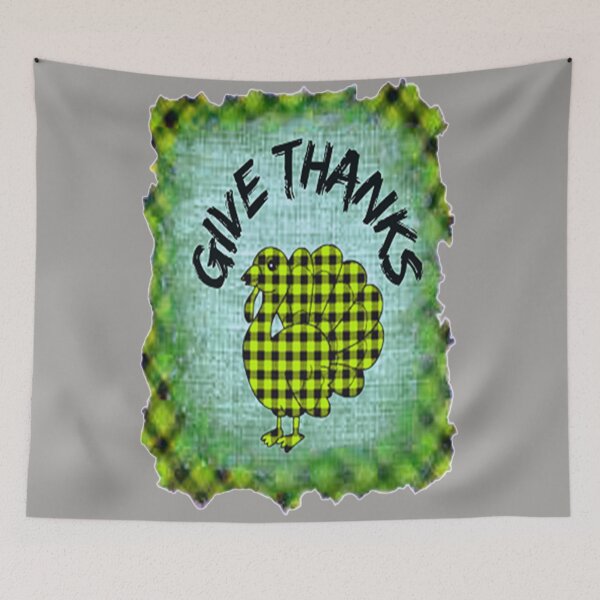 Item preview, Give Thanks, Buffalo Plaid Thanksgiving Turkey Design, nr 4,Plaid and all things pumpkin Thanksgiving ,Thankful Grateful Blessed, Pumpkin spice and all things nice designed and sold by Adri Barnard.