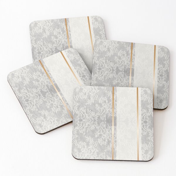 Item preview, Chic White Gold Minimal Geometric Floral Lace Pattern  designed and sold by LaceySkies.