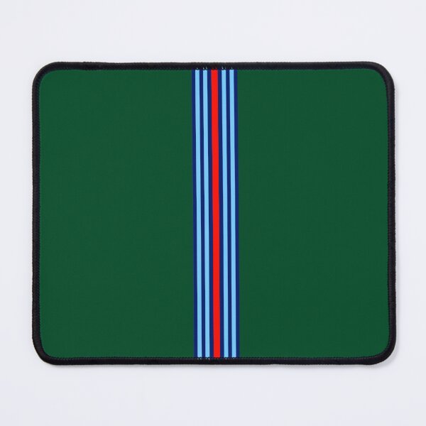 Aperçu de l'œuvre Bandes Martini Racing sur fond vert anglais – Livrée vintage de sport automobile, design classique de course créée et vendue par Road To Track.