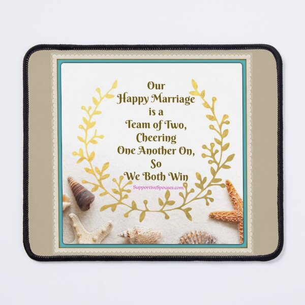 Item preview, Happy Marriage Team quote - Sand & Seashells theme - Jade Frame - SupportiveSpouses.com - Vicki Hadfield designed and sold by Printable Pressies.