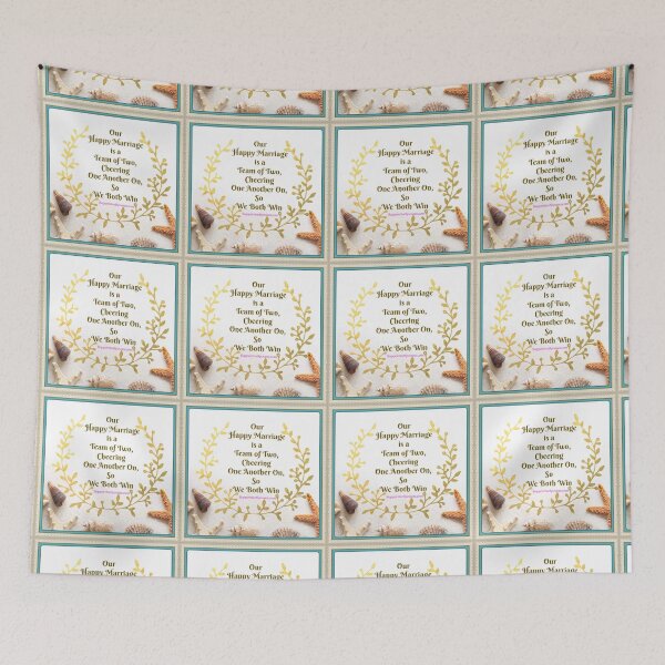 Item preview, Happy Marriage Team quote - Sand & Seashells theme - Jade Frame - SupportiveSpouses.com - Vicki Hadfield designed and sold by Printable Pressies.