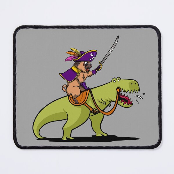 Item preview, Pug Pirate Riding T-Rex Dinosaur designed and sold by underheaven.
