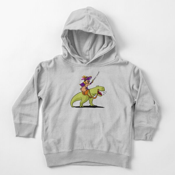 Pug Pirate Riding T-Rex Dinosaur Toddler Pullover Hoodie