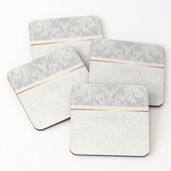 Item preview, Chic White Cream Gold Minimal Geometric Floral Lace Pattern  designed and sold by LaceySkies.