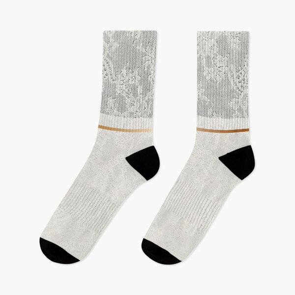 Item preview, Chic White Cream Gold Minimal Geometric Floral Lace Pattern  designed and sold by LaceySkies.