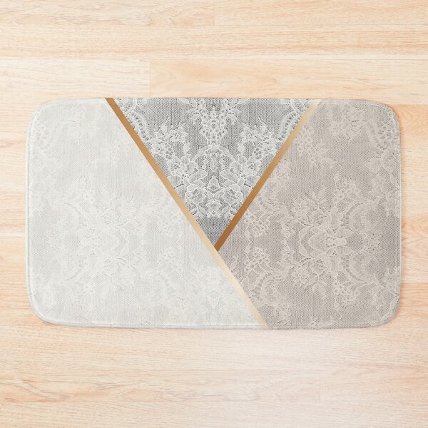 Item preview, Chic White Cream Gold Minimal Geometric Floral Lace Pattern  designed and sold by LaceySkies.