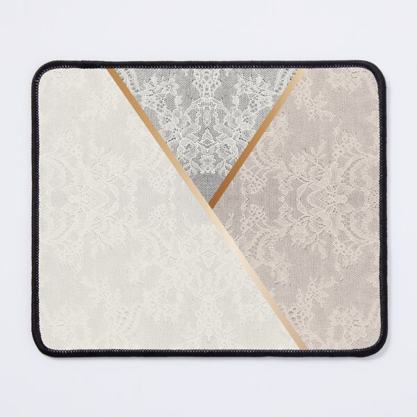 Item preview, Chic White Cream Gold Minimal Geometric Floral Lace Pattern designed and sold by LaceySkies.