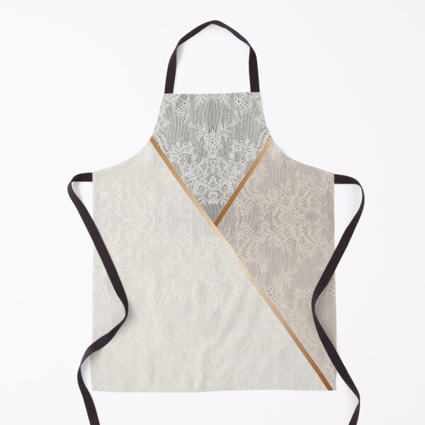 Item preview, Chic White Cream Gold Minimal Geometric Floral Lace Pattern designed and sold by LaceySkies.