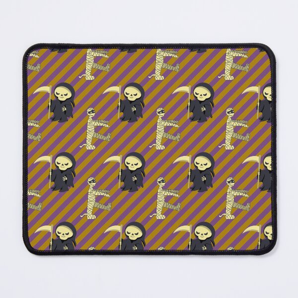 Item preview, Halloween Mummy and Grim Reaper Death on striped background designed and sold by CutieBlue.