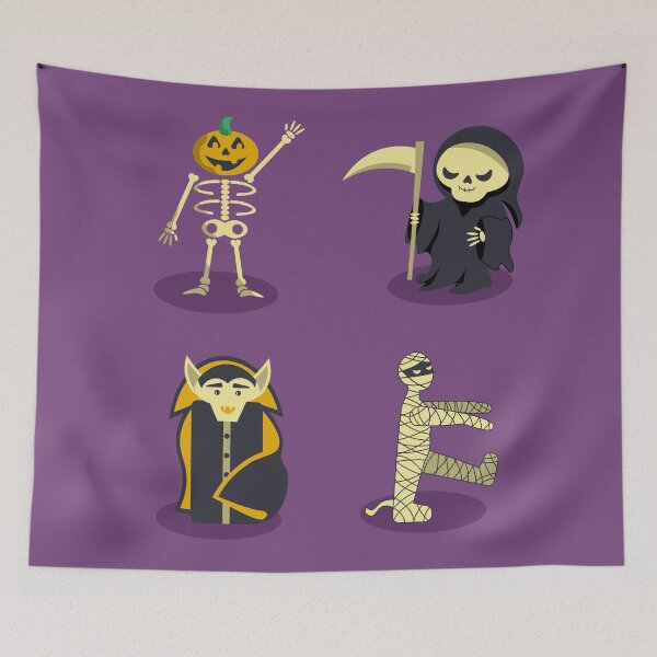 Item preview, Halloween characters Skeleton Dracula Mummy Grim Reaper Death designed and sold by CutieBlue.
