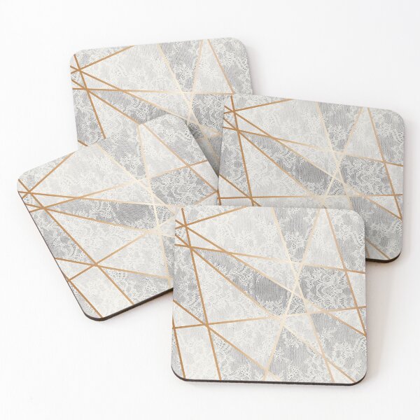 Item preview, Chic White Cream Gold Minimal Geometric Floral Lace Pattern  designed and sold by LaceySkies.