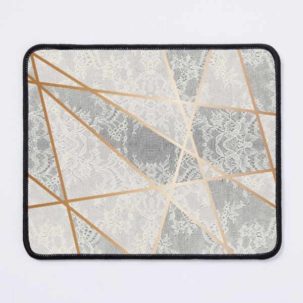 Item preview, Chic White Cream Gold Minimal Geometric Floral Lace Pattern  designed and sold by LaceySkies.