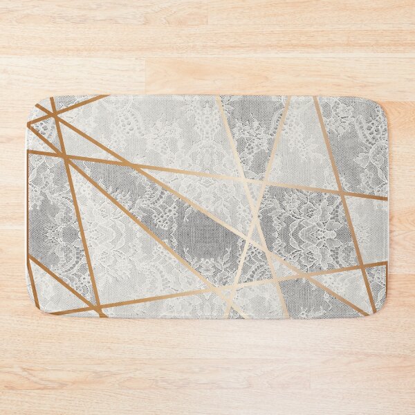Item preview, Chic White Cream Gold Minimal Geometric Floral Lace Pattern  designed and sold by LaceySkies.