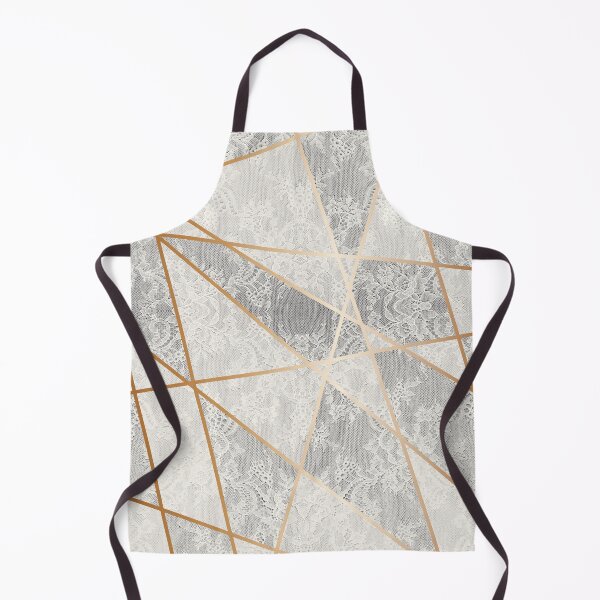 Item preview, Chic White Cream Gold Minimal Geometric Floral Lace Pattern designed and sold by LaceySkies.
