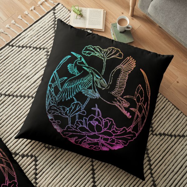 Japanese Oriental Crane Floor Pillow