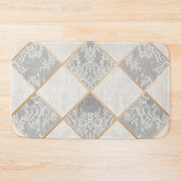 Item preview, Chic White Cream Gold Minimal Geometric Floral Lace Pattern  designed and sold by LaceySkies.
