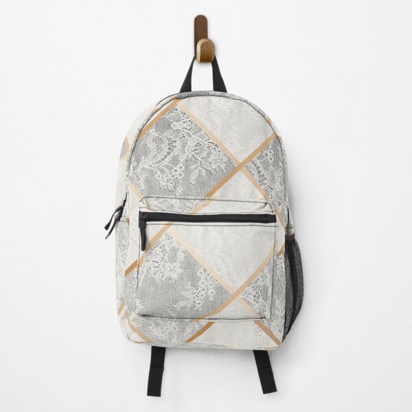 Item preview, Chic White Cream Gold Minimal Geometric Floral Lace Pattern  designed and sold by LaceySkies.