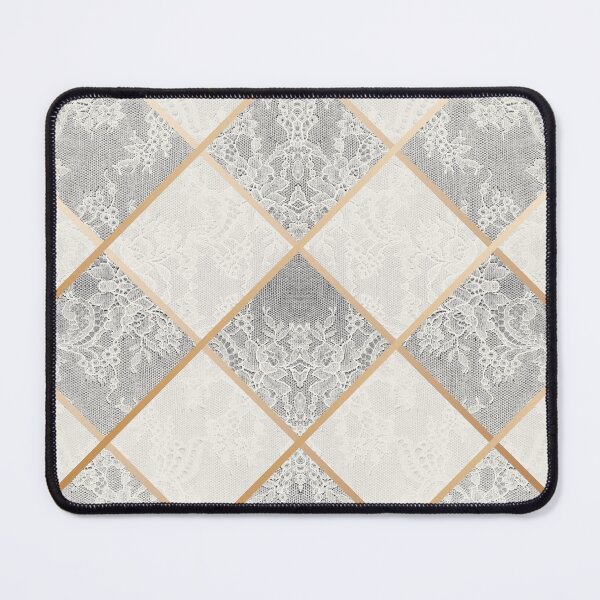Item preview, Chic White Cream Gold Minimal Geometric Floral Lace Pattern  designed and sold by LaceySkies.