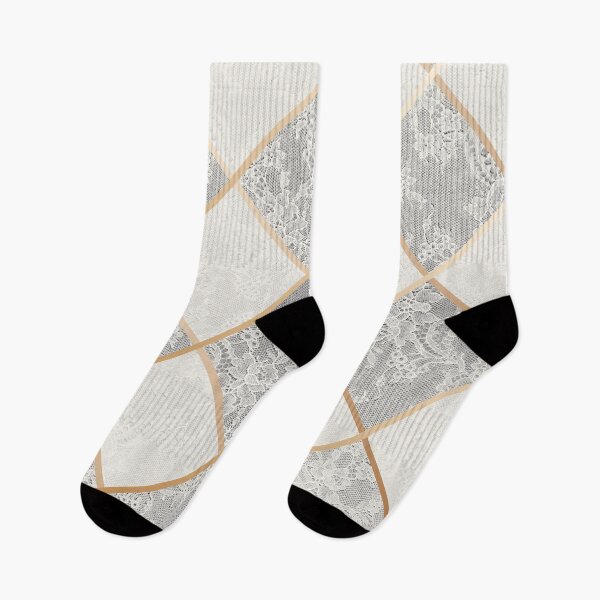 Item preview, Chic White Cream Gold Minimal Geometric Floral Lace Pattern  designed and sold by LaceySkies.