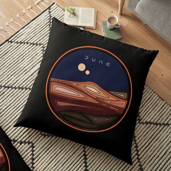 Orange Border Dune Arrakis Desert Planet with Black Background Floor Pillow