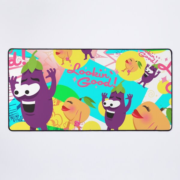 Item preview,  what kind of cheeky fruit are they? A sexy peach struts past a jaunty eggplant and draws attention to itself. The fruit and vegetables are probably flirting. One can only say: All you need is love!
Mallybeau Mauswohn's design features a wild cartoon pat designed and sold by Mauswohn.