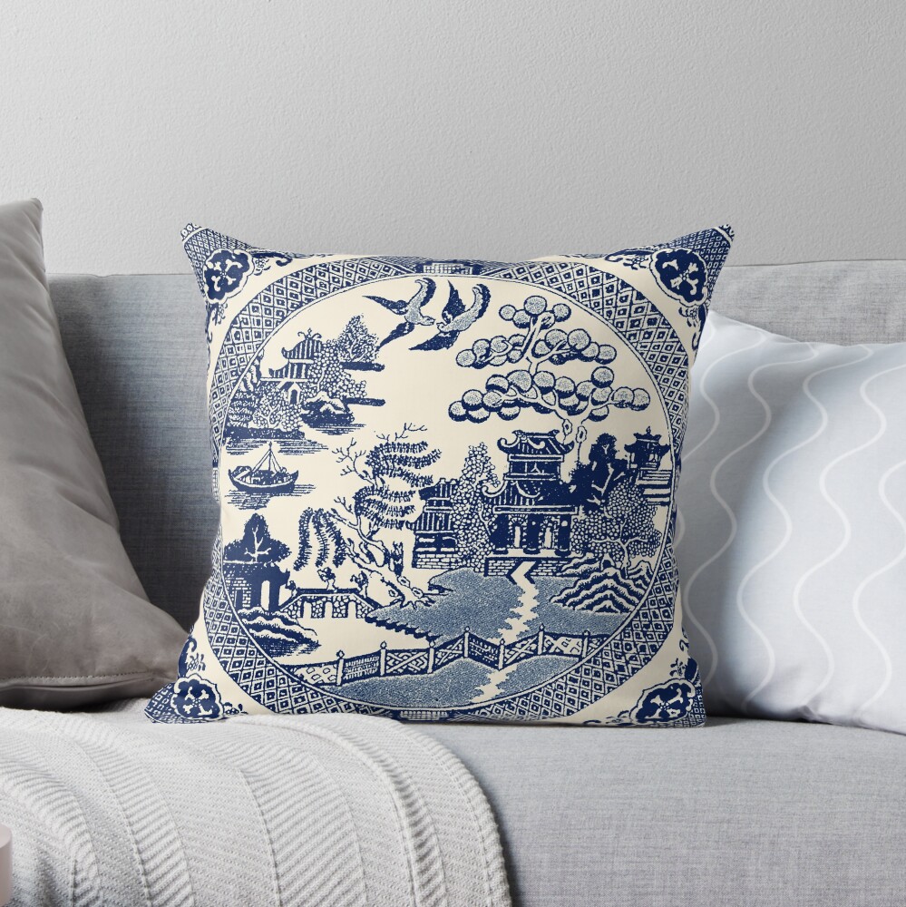 China Blue Willow Throw Pillow