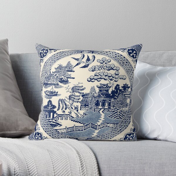 China Blue Willow Throw Pillow