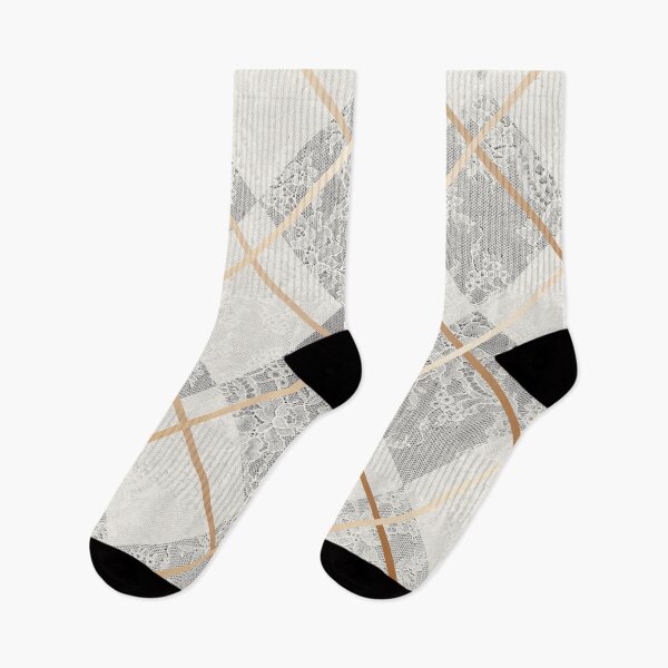 Item preview, Chic White Cream Gold Minimal Geometric Floral Lace Pattern  designed and sold by LaceySkies.