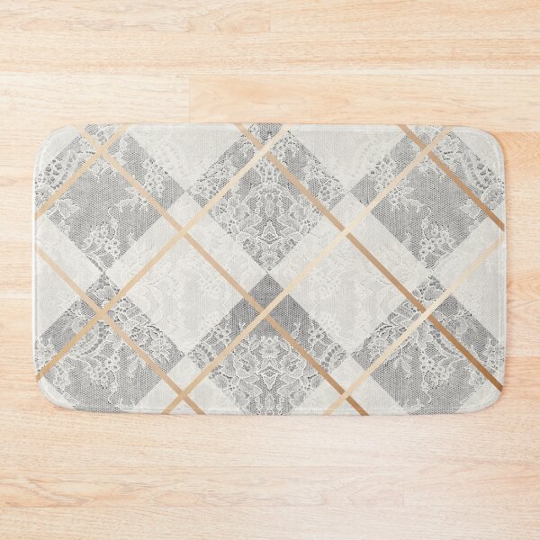 Item preview, Chic White Cream Gold Minimal Geometric Floral Lace Pattern  designed and sold by LaceySkies.