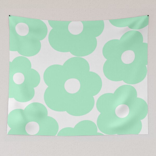 Item preview, Retro Apple Green Flower Petals Home Decor White Background Cottage Art Prints designed and sold by Erika Bartha.
