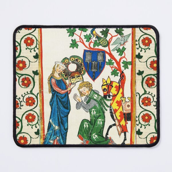 Item preview, KNIGHT BEING ARMED BY HIS LADY,GERMAN MEDIEVAL MINIATURE WITH WILD ROSES designed and sold by BulganLumini.