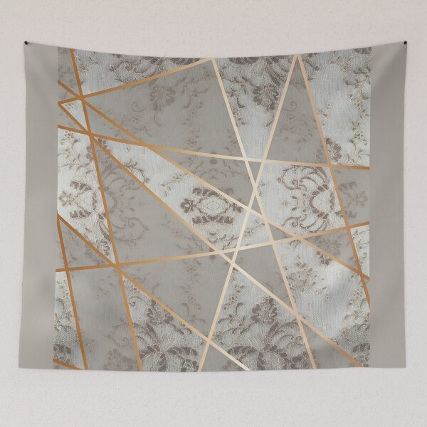 Item preview, Chic Beige Gold Minimal Geometric Floral Lace Pattern  designed and sold by LaceySkies.