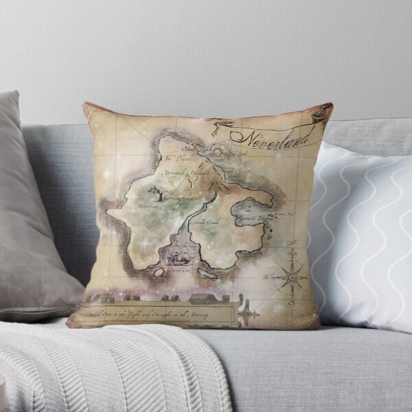 Classic Neverland Map Blanket King Size Throw Pillow