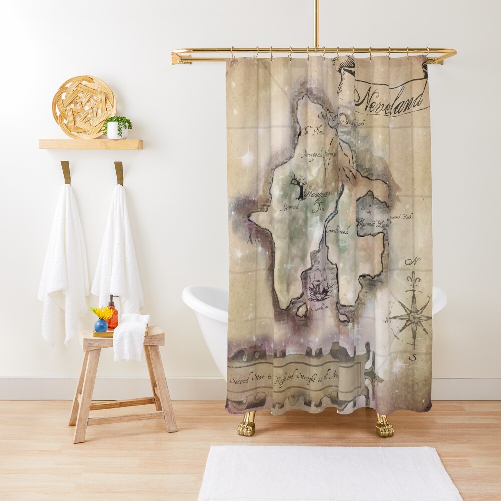 Classic Neverland Map Blanket King Size Shower Curtain