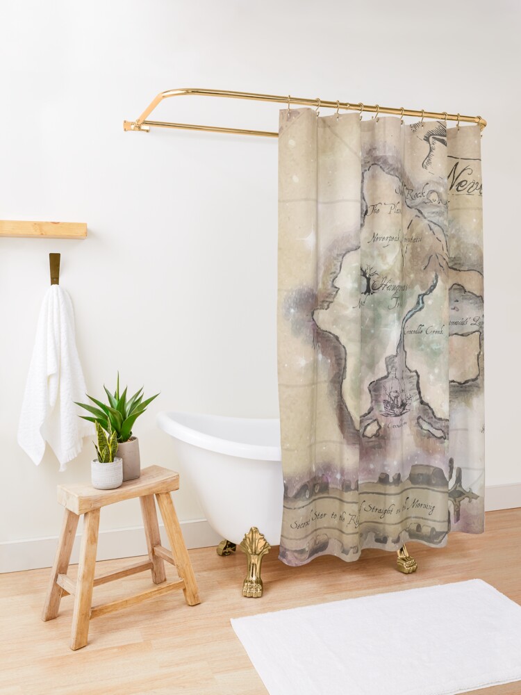 Alternate view of Classic Neverland Map Blanket King Size Shower Curtain