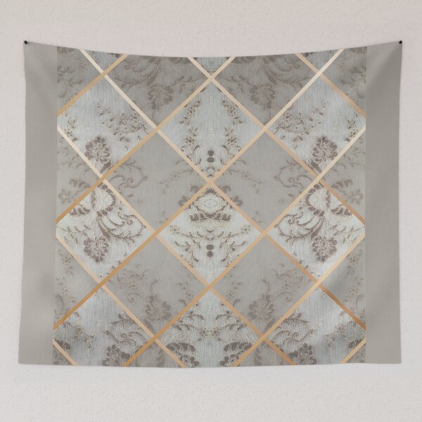 Item preview, Chic Beige Gold Minimal Geometric Floral Lace Pattern  designed and sold by LaceySkies.