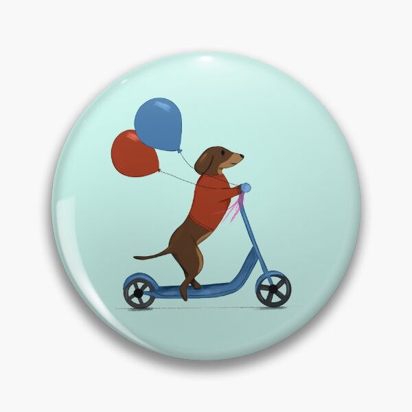Item preview, Dachshund on Scooter with Balloons - Blue designed and sold by Kittys-Art.
